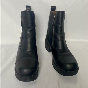 Harley-Davidson Womens Motorcycle Boots Black Leather Zip Zipper Cap Toe 8